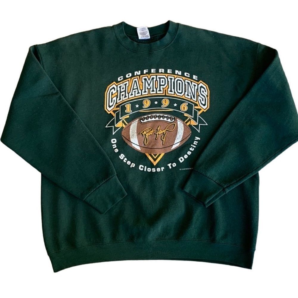 Vintage NFL‎ Green Bay Packers 1996 Conference Champs Football Green Sweatshirt